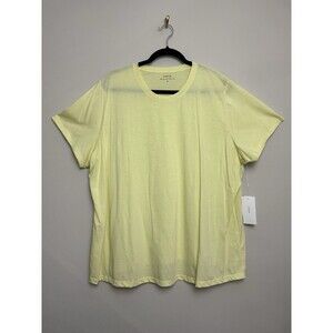 Vince Women Tee Shirt Top Plus Size 3X Short Sleeve Yellow Cotton Crew Neck Pima
